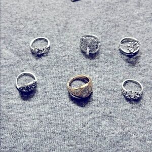 Elegant Silver and Gold Rings Set